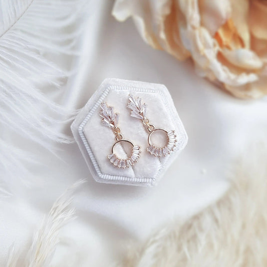 Art Deco Earrings, Bridal Earrings, Crystal Earrings, Gold Earrings, Wedding Earrings, Bridesmaid Gift, Crystal Earrings, Bridal Jewelry - House of Hats