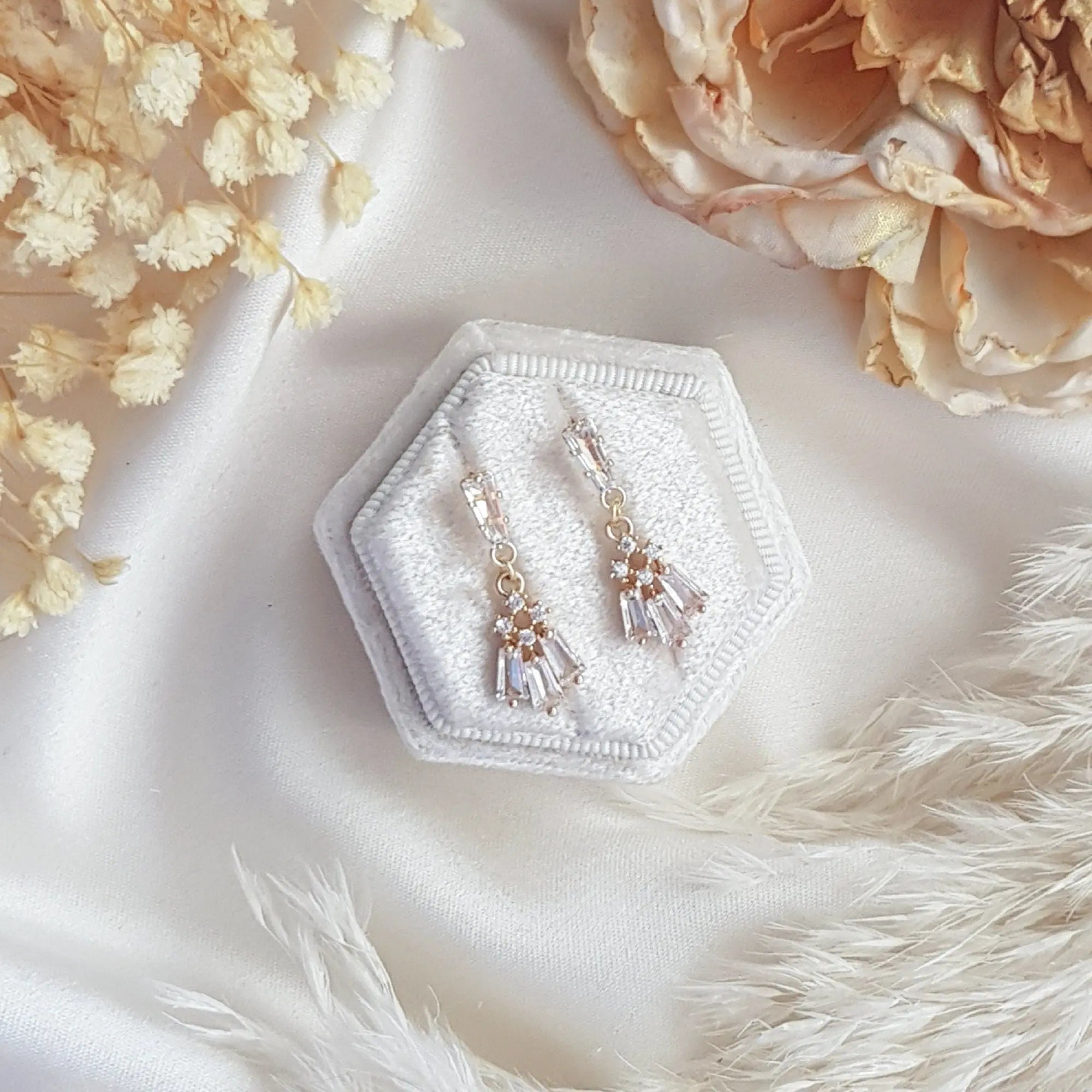 Art Deco Earrings, Bridal Earrings, Crystal Earrings, Gold Earrings, Wedding Earrings, Bridesmaid Gift, Crystal Earrings, Bridal Jewelry - House of Hats