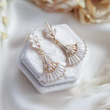 Art Deco Earrings, Bridal Earrings, Crystal Earrings, Gold Fan Earrings, Wedding Earrings, Bridesmaid Gift, Crystal Earrings, Bridal Jewelry - House of Hats