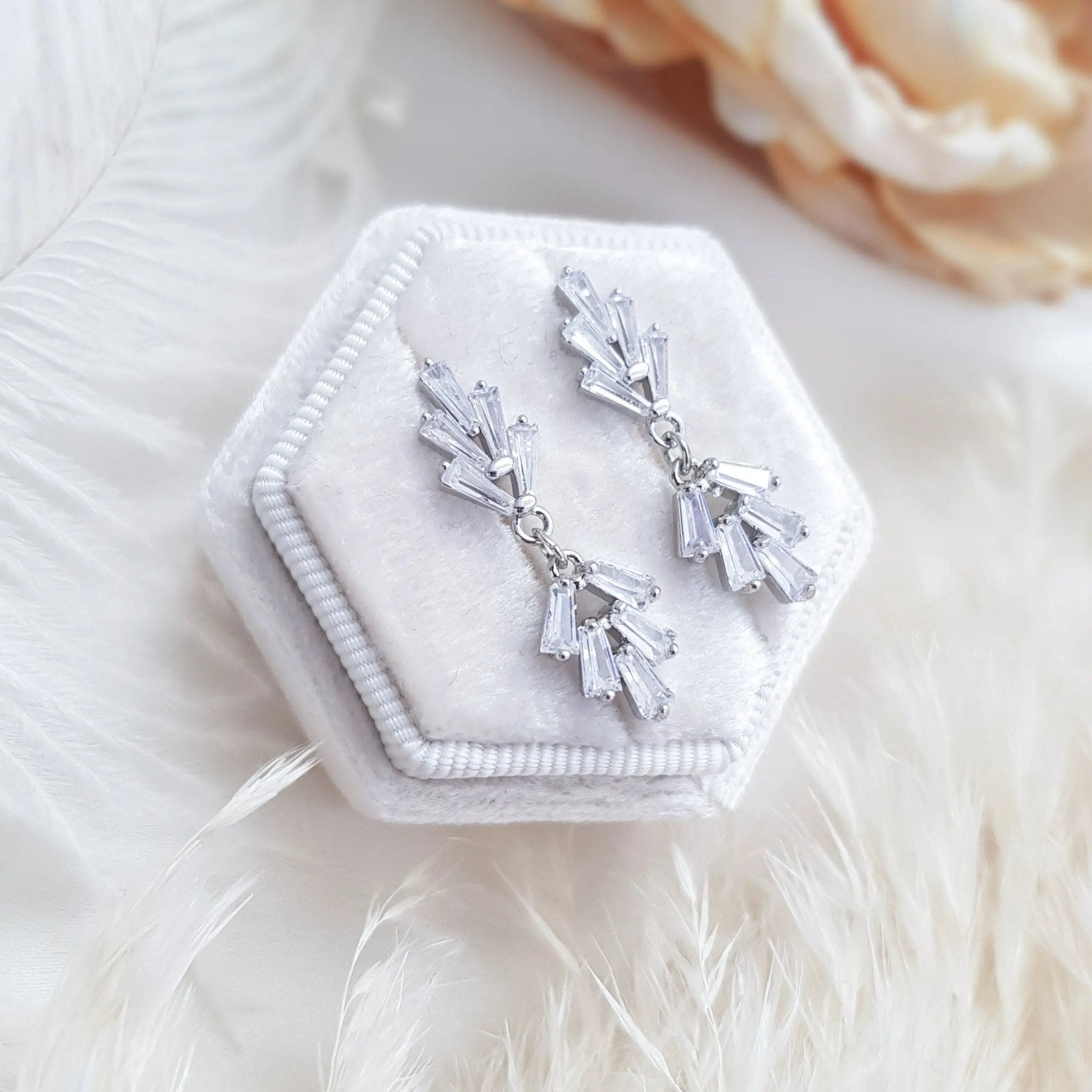 Art Deco Earrings, Bridal Earrings, Crystal Earrings, Silver Earrings, Wedding Earrings, Bridesmaid Gift, Crystal Earrings, Bridal Jewellery - House of Hats