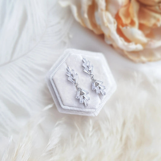Art Deco Earrings, Bridal Earrings, Crystal Earrings, Silver Earrings, Wedding Earrings, Bridesmaid Gift, Crystal Earrings, Bridal Jewellery - House of Hats