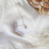 Baroque pearl bridal necklace, Dainty wedding necklace, Gold minimalist elegant necklace, Freshwater pearl wedding jewellery - House of Hats