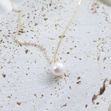 Baroque pearl bridal necklace, Dainty wedding necklace, Gold minimalist elegant necklace, Freshwater pearl wedding jewellery - House of Hats