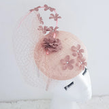 Blush pink flower fascinator hat - House of Hats