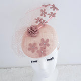 Blush pink flower fascinator hat - House of Hats
