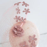 Blush pink flower fascinator hat - House of Hats
