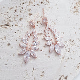 Boho Earrings, Bridal Earrings, Crystal Drop Earrings, Rose Gold Earrings, Wedding Earrings, Bridesmaid Gift, Bridal Jewellery - House of Hats