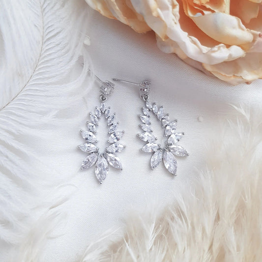 Boho Earrings, Bridal Earrings, Crystal Drop Earrings, Silver Earrings, Wedding Earrings, Bridesmaid Gift, Bridal Jewellery - House of Hats