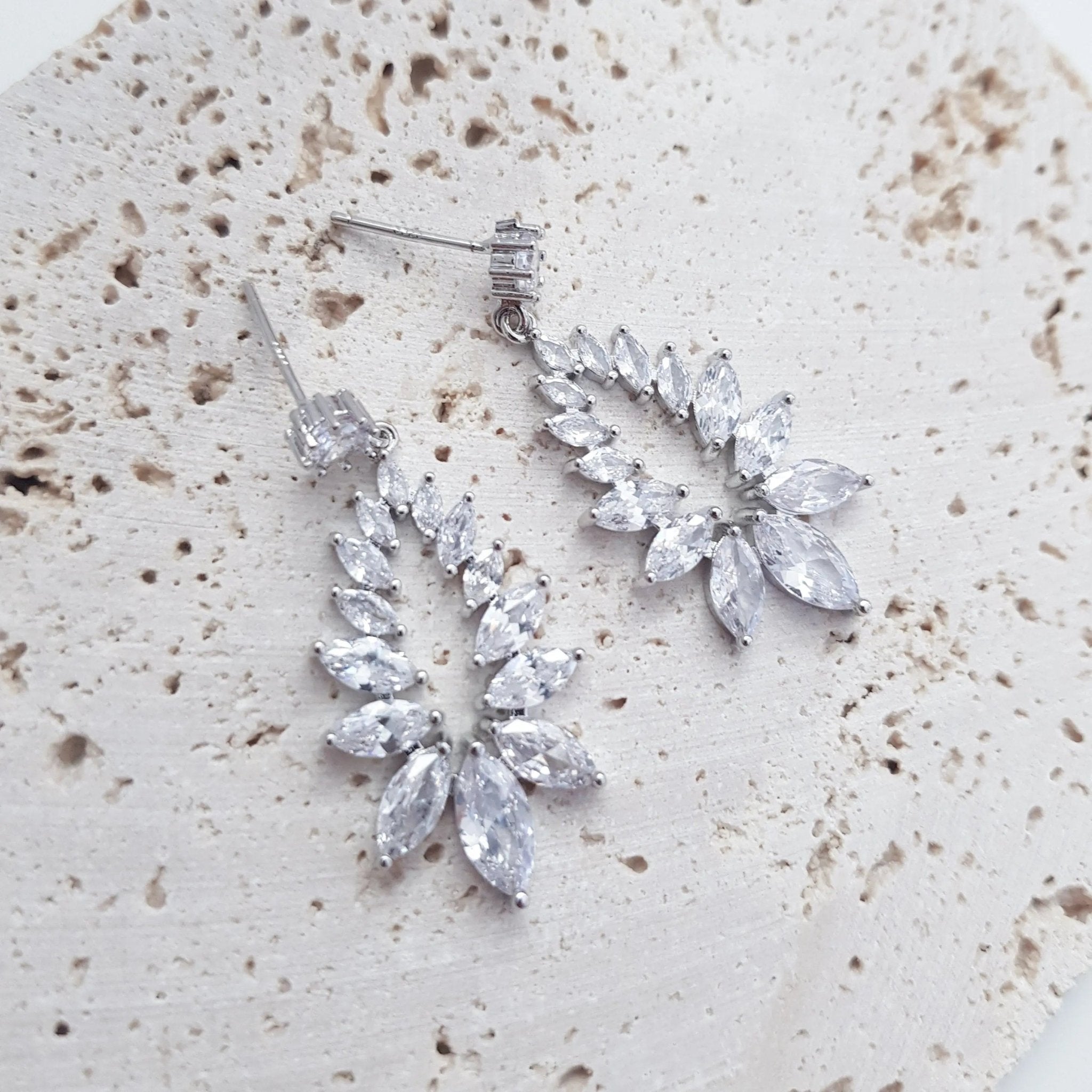 Boho Earrings, Bridal Earrings, Crystal Drop Earrings, Silver Earrings, Wedding Earrings, Bridesmaid Gift, Bridal Jewellery - House of Hats