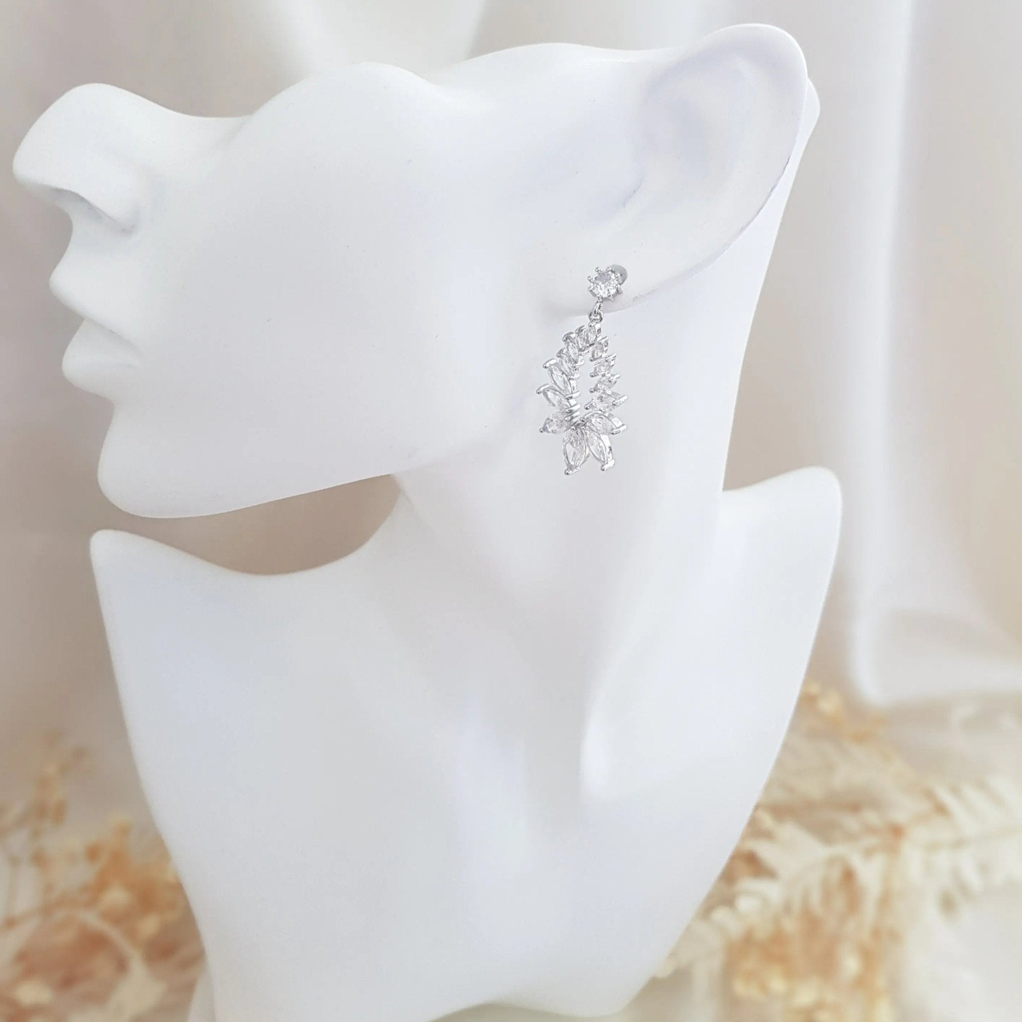 Boho Earrings, Bridal Earrings, Crystal Drop Earrings, Silver Earrings, Wedding Earrings, Bridesmaid Gift, Bridal Jewellery - House of Hats