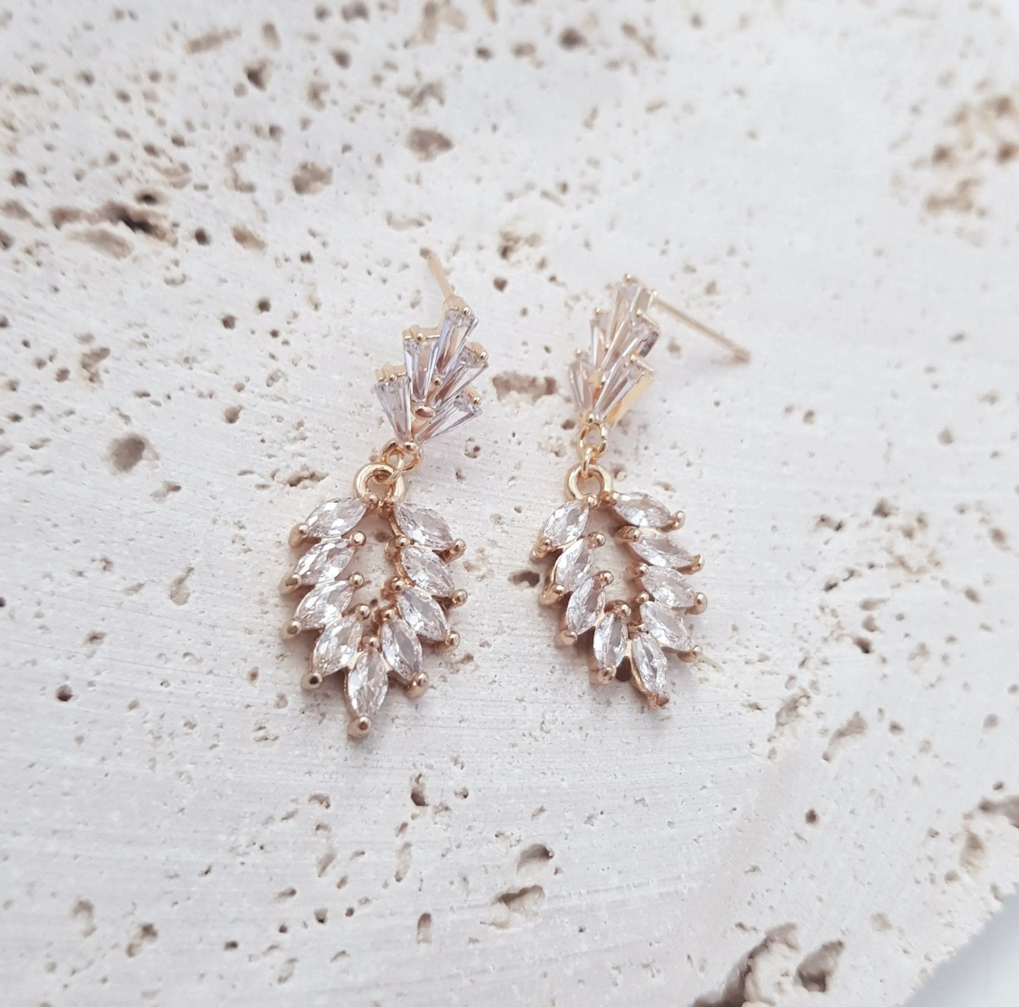 Boho Earrings, Bridal Earrings, Crystal Earrings, Gold Earrings, Wedding Earrings, Bridesmaid Gift, Crystal Earrings, Bridal Jewellery - House of Hats