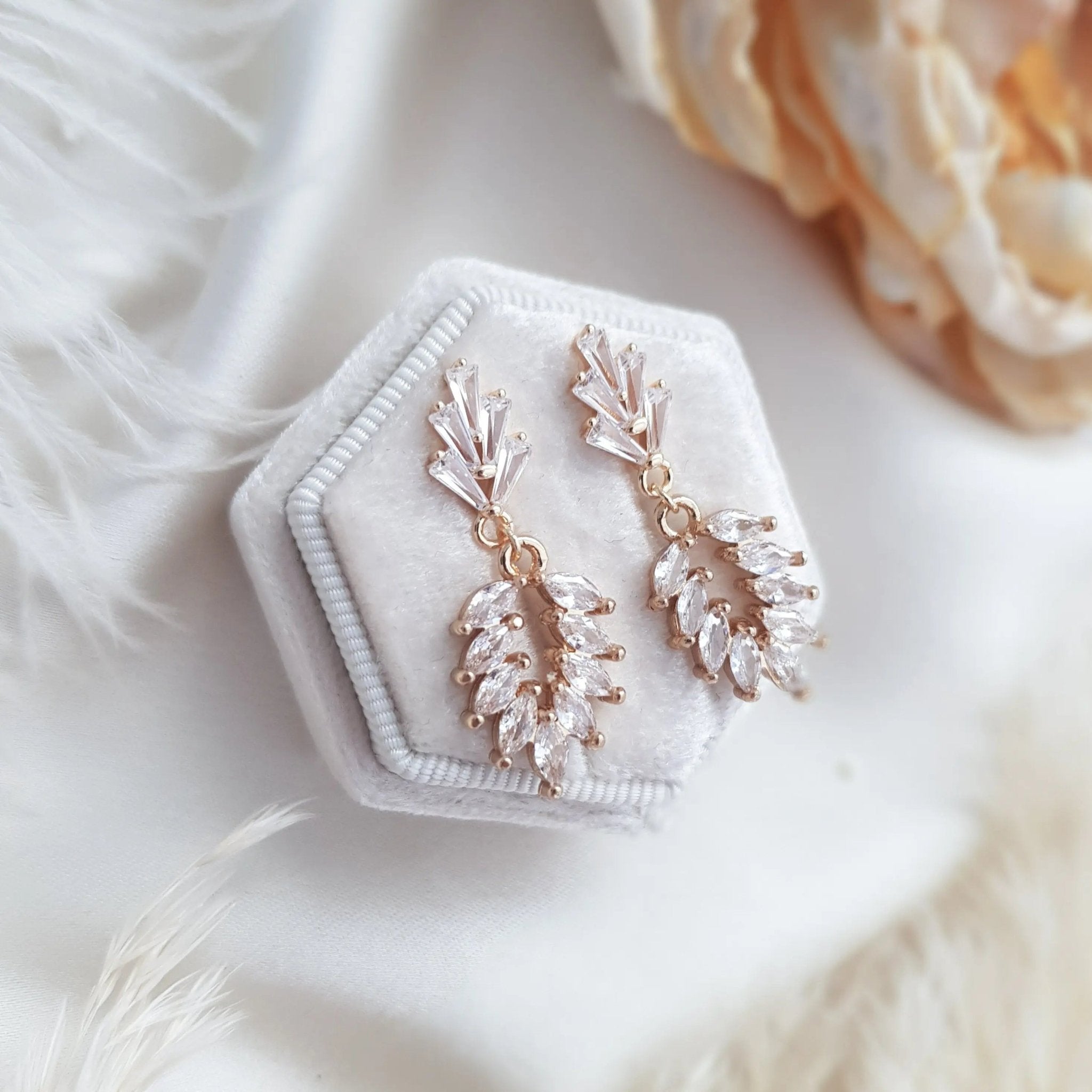 Boho Earrings, Bridal Earrings, Crystal Earrings, Gold Earrings, Wedding Earrings, Bridesmaid Gift, Crystal Earrings, Bridal Jewellery - House of Hats