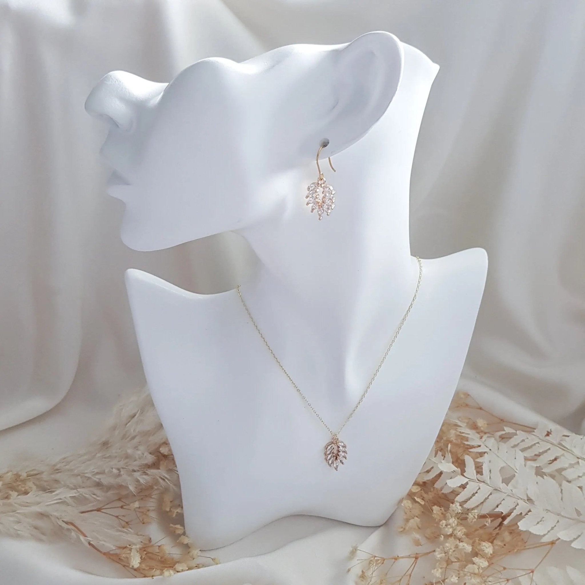 Boho Gold crystal bridal earrings, Wedding earrings for brides, Dainty gold earrings, Zirconia crystal wedding jewellery, Drop earrings - House of Hats