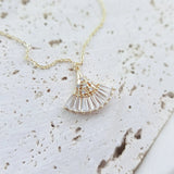 Bridal Necklace, Art Deco Necklace, Crystal Necklace, Gold Fan Necklace, Wedding Necklace, Bridesmaid Gift, Bridal Jewelry - House of Hats