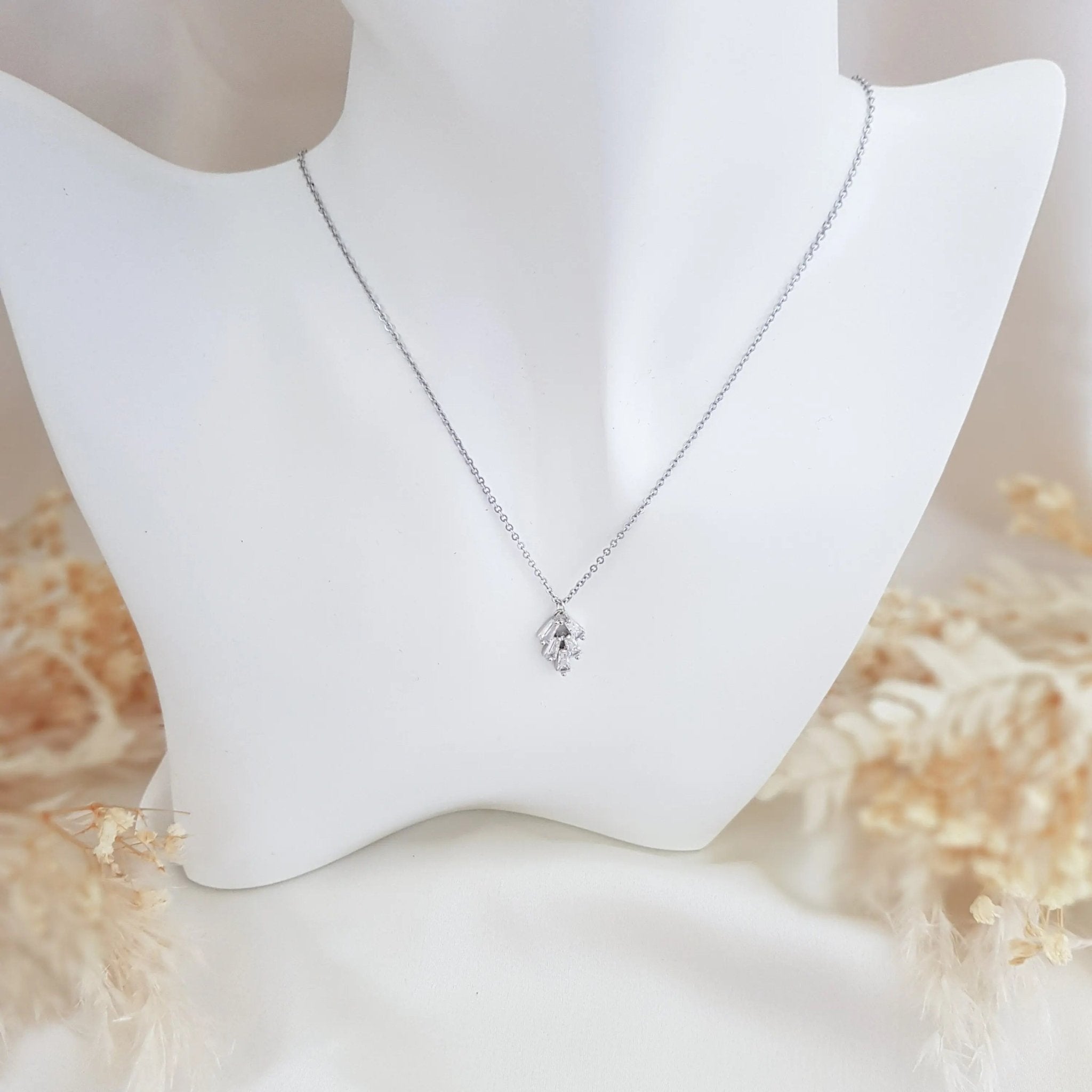Bridal Necklace, Art Deco Necklace, Crystal Necklace, Silver Necklace, Wedding Necklace, Bridesmaid Gift, Bridal Jewellery, Dainty Necklace - House of Hats
