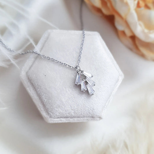 Bridal Necklace, Art Deco Necklace, Crystal Necklace, Silver Necklace, Wedding Necklace, Bridesmaid Gift, Bridal Jewellery, Dainty Necklace - House of Hats