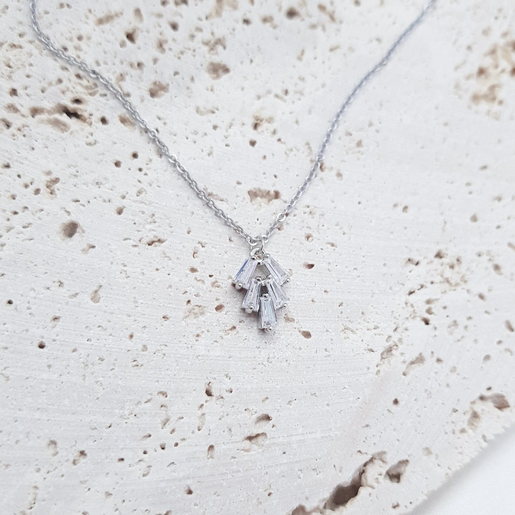 Bridal Necklace, Art Deco Necklace, Crystal Necklace, Silver Necklace, Wedding Necklace, Bridesmaid Gift, Bridal Jewellery, Dainty Necklace - House of Hats