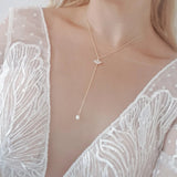 Bridal Necklace, Lariat Necklace, Art Deco Necklace, Crystal Pearl Necklace, Gold Wedding Necklace, Bridesmaid Gift, Bridal Jewelry - House of Hats