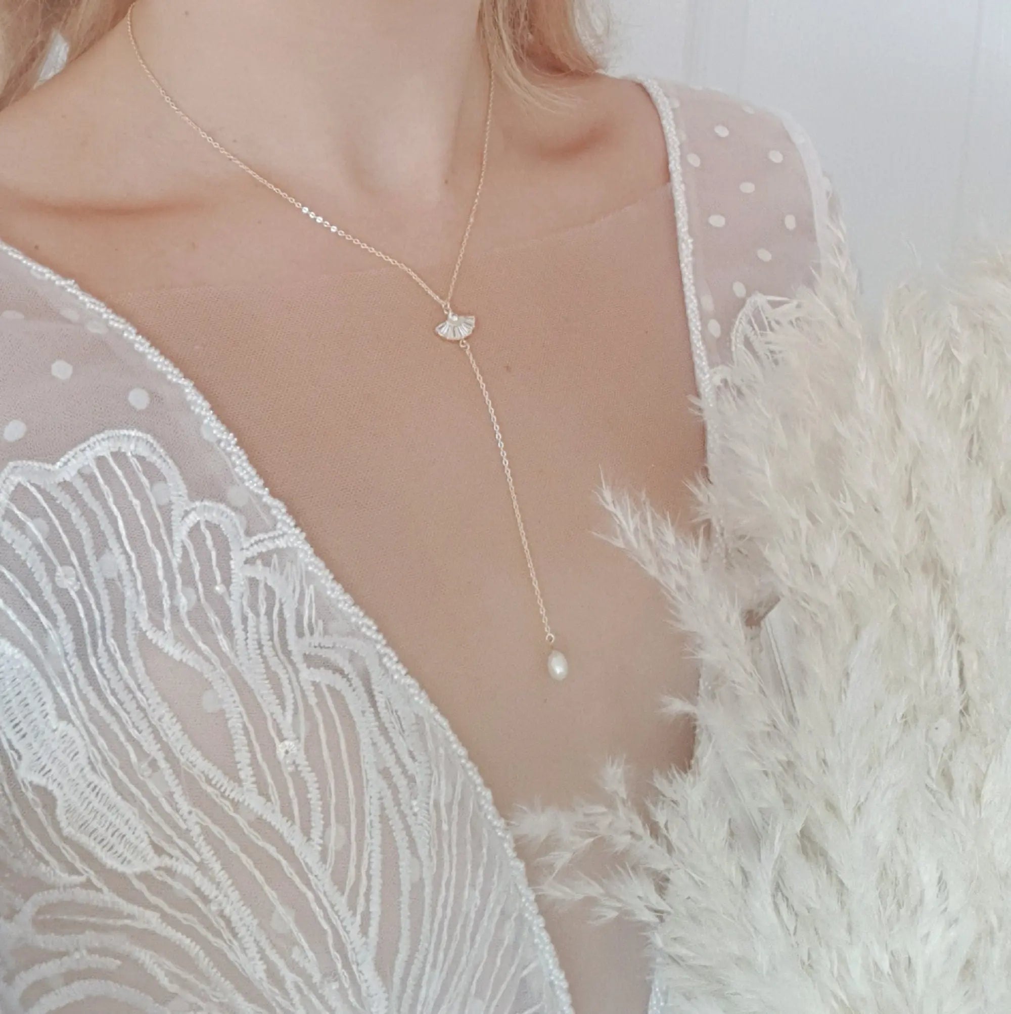 Bridal Necklace, Lariat Necklace, Art Deco Necklace, Crystal Pearl Necklace, Gold Wedding Necklace, Bridesmaid Gift, Bridal Jewelry - House of Hats