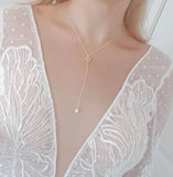 Bridal Necklace, Lariat Necklace, Vintage Style Necklace, Crystal Pearl Necklace, Gold Wedding Necklace, Bridesmaid Gift, Bridal Jewelry - House of Hats