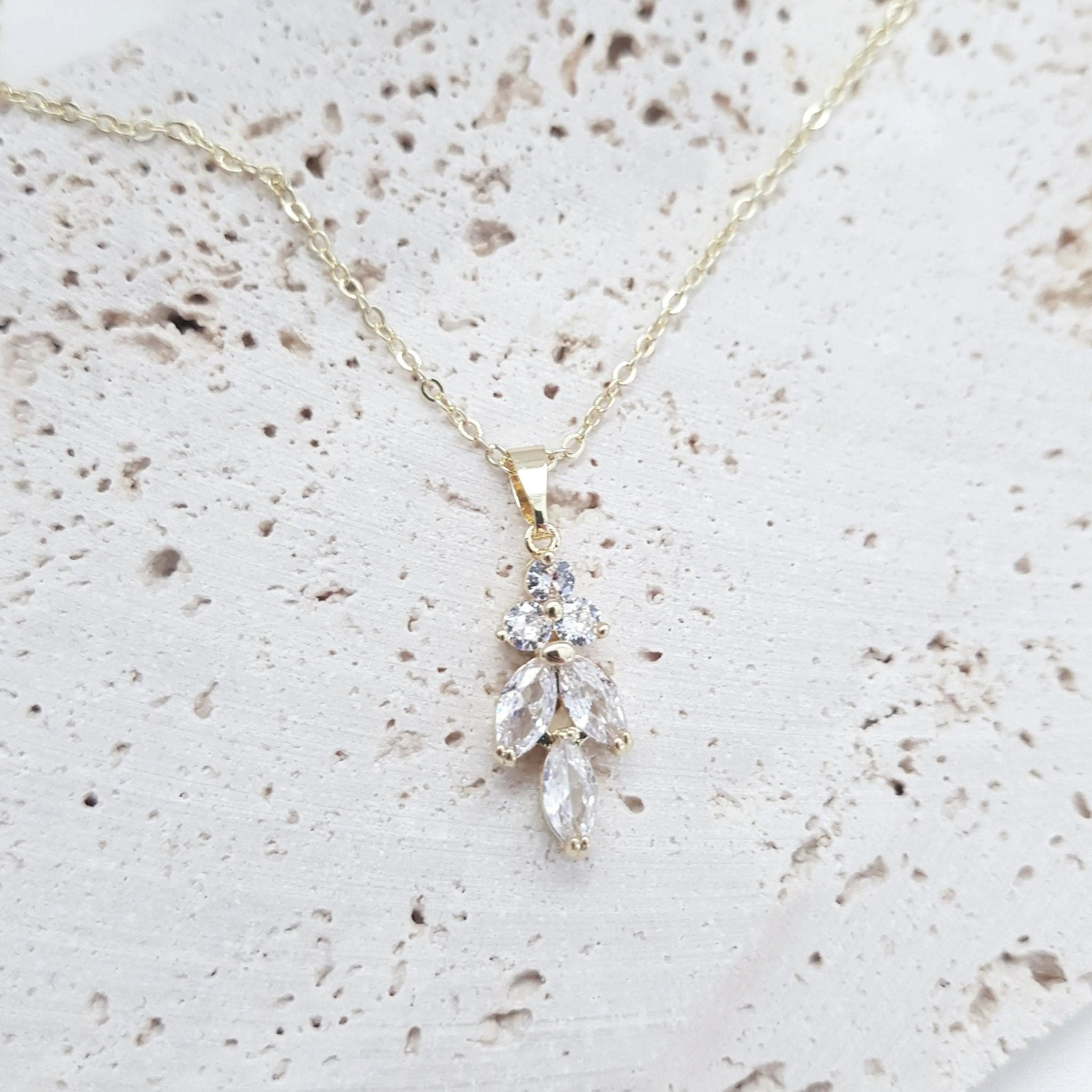 Bridal Necklace, Vintage Style Necklace, Crystal Bridal Necklace, Gold Necklace, Wedding Necklace, Bridesmaid Gift, Bridal Jewellery - House of Hats