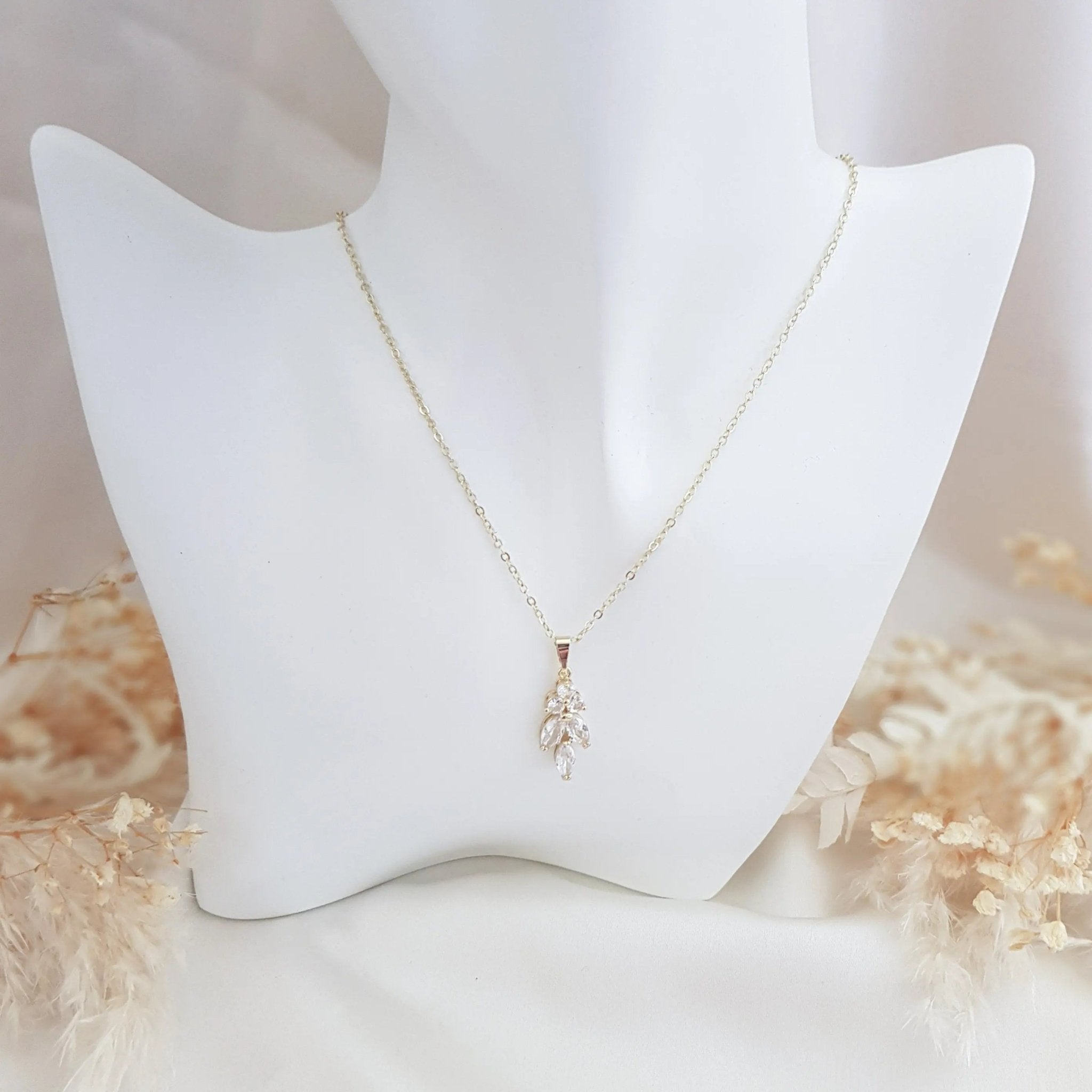 Bridal Necklace, Vintage Style Necklace, Crystal Bridal Necklace, Gold Necklace, Wedding Necklace, Bridesmaid Gift, Bridal Jewellery - House of Hats