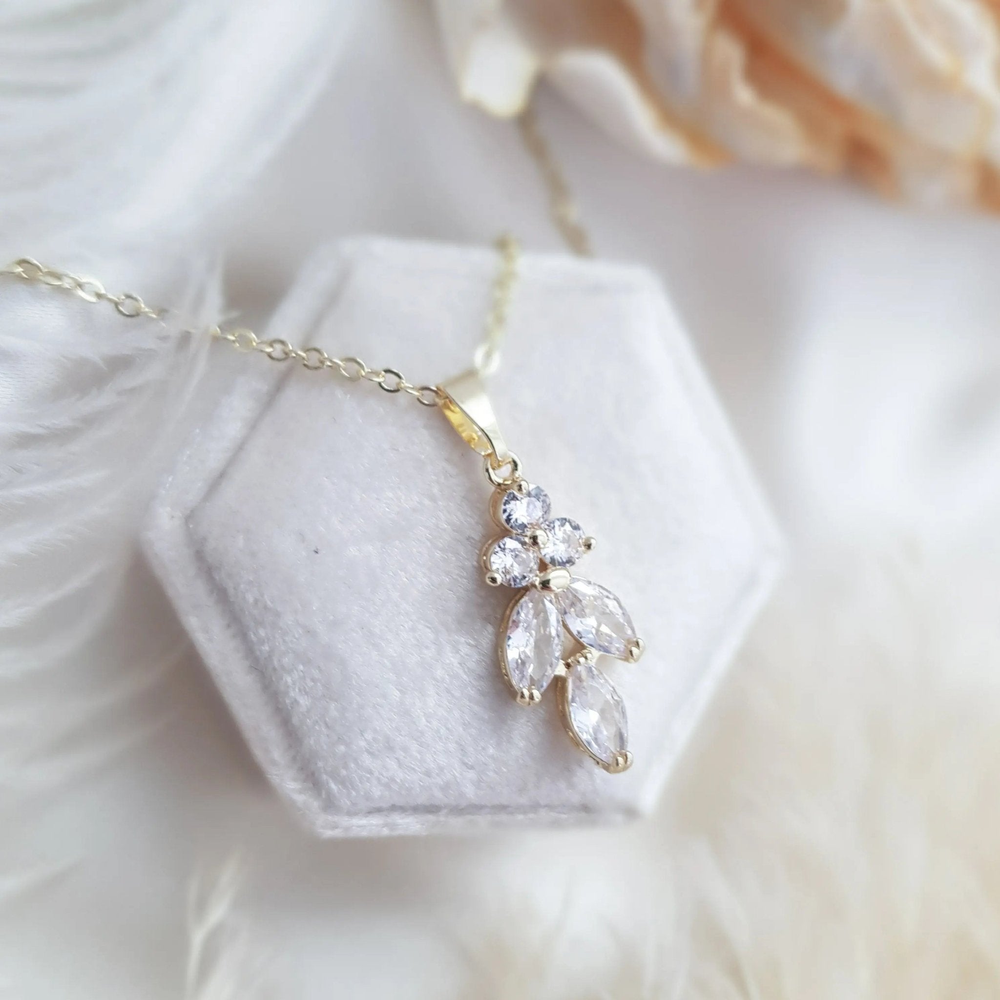 Bridal Necklace, Vintage Style Necklace, Crystal Bridal Necklace, Gold Necklace, Wedding Necklace, Bridesmaid Gift, Bridal Jewellery - House of Hats