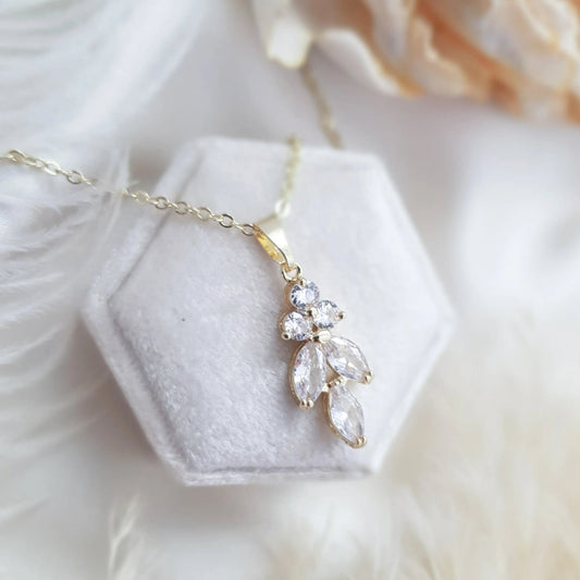 Bridal Necklace, Vintage Style Necklace, Crystal Bridal Necklace, Gold Necklace, Wedding Necklace, Bridesmaid Gift, Bridal Jewellery - House of Hats