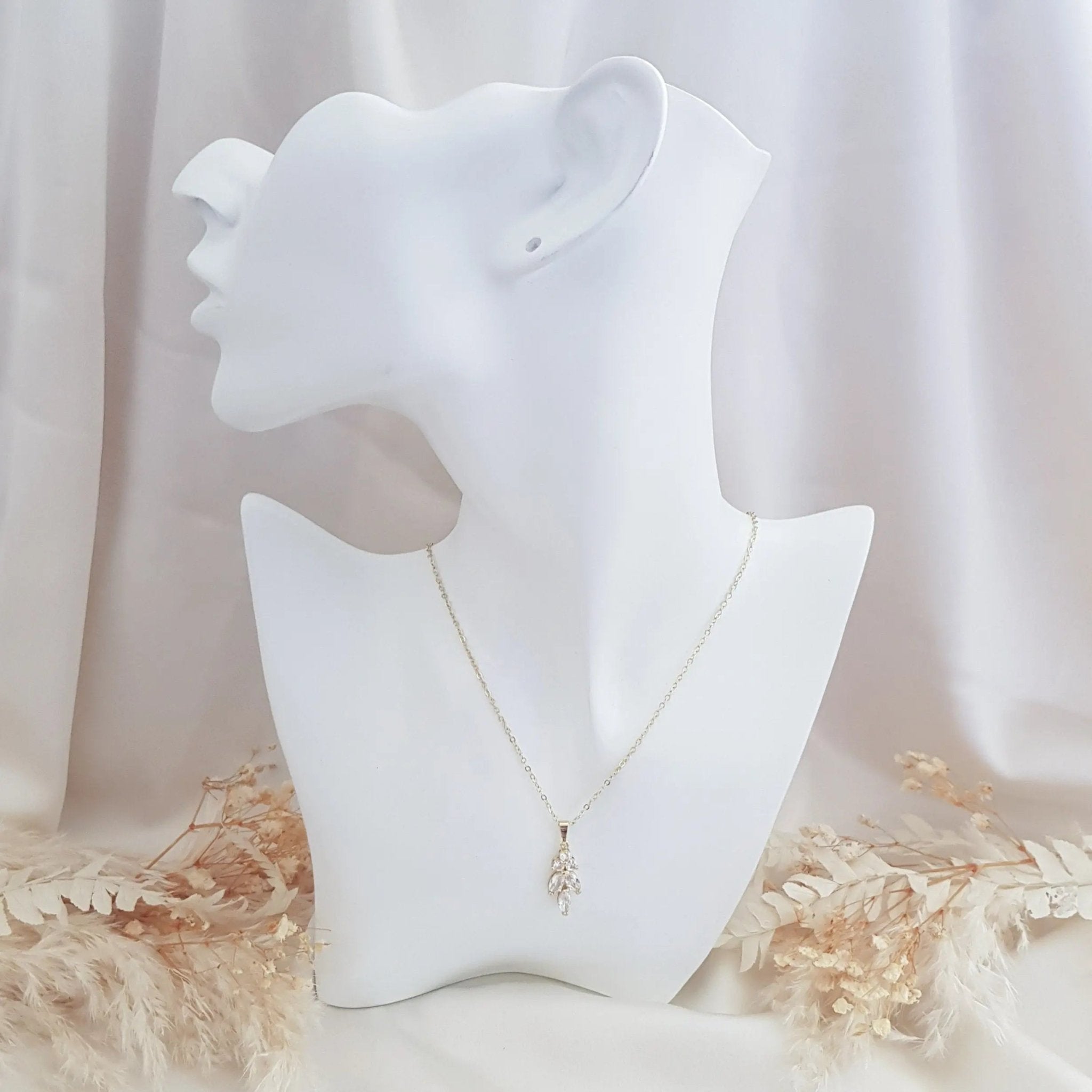 Bridal Necklace, Vintage Style Necklace, Crystal Bridal Necklace, Gold Necklace, Wedding Necklace, Bridesmaid Gift, Bridal Jewellery - House of Hats