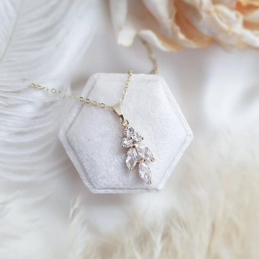 Bridal Necklace, Vintage Style Necklace, Crystal Bridal Necklace, Gold Necklace, Wedding Necklace, Bridesmaid Gift, Bridal Jewellery - House of Hats