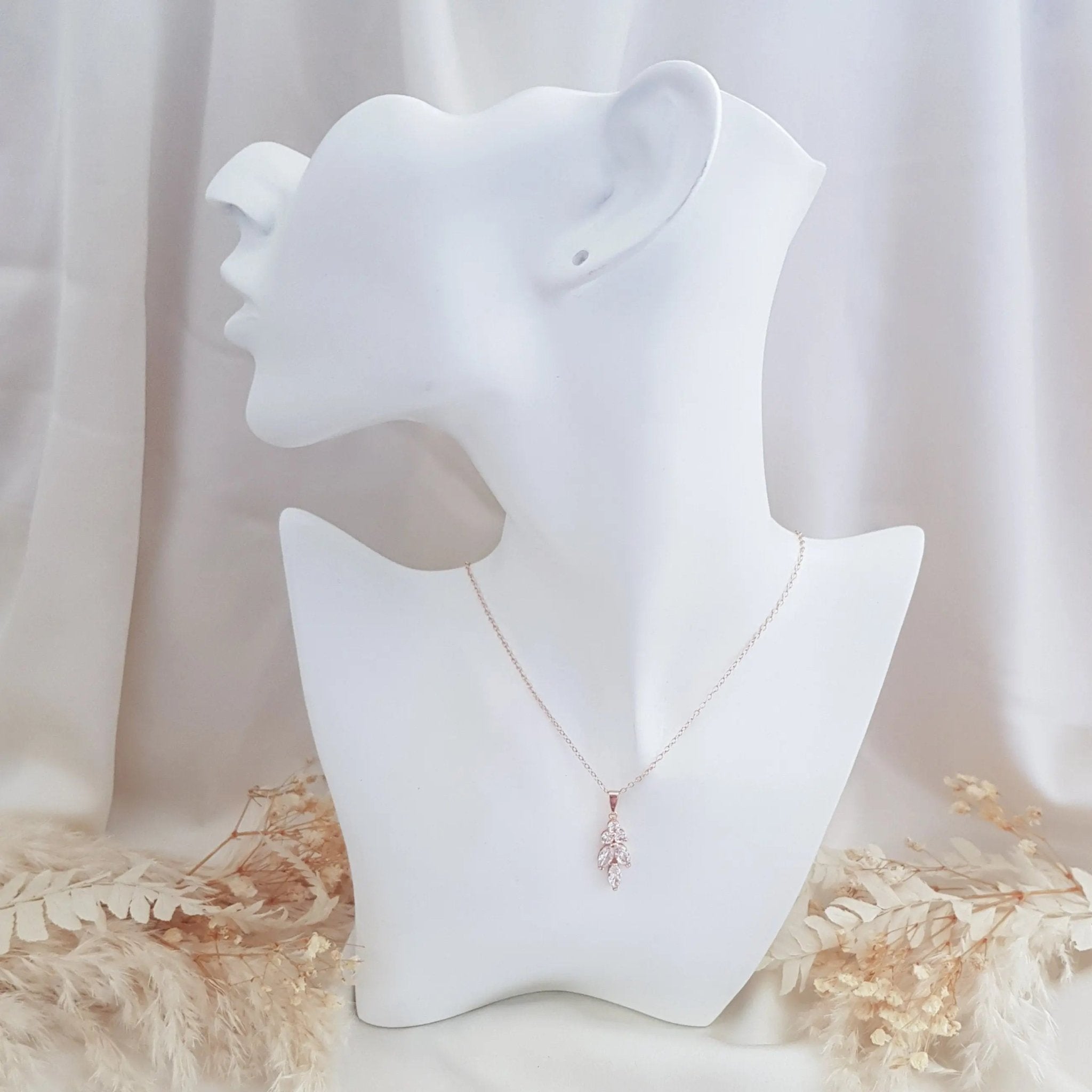Bridal Necklace, Vintage Style Necklace, Crystal Bridal Necklace, Rose gold Necklace, Wedding Necklace, Bridesmaid Gift, Bridal Jewellery - House of Hats