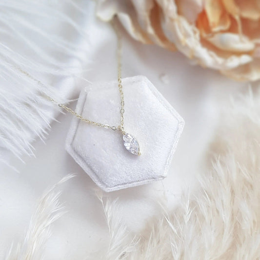 Bridal Necklace, Vintage Style Necklace, Crystal Necklace, Gold Minimalist Necklace, Wedding Necklace, Bridesmaid Gift, Bridal Jewellery - House of Hats
