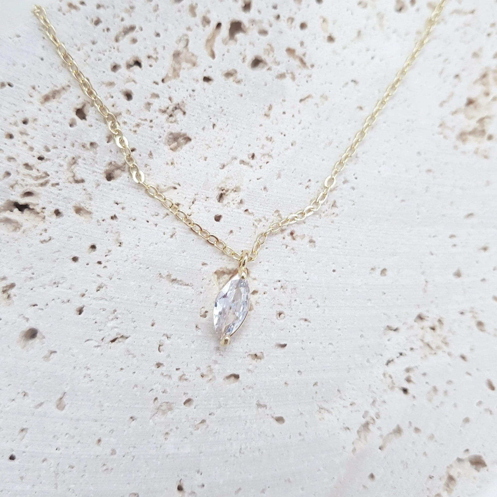 Bridal Necklace, Vintage Style Necklace, Crystal Necklace, Gold Minimalist Necklace, Wedding Necklace, Bridesmaid Gift, Bridal Jewellery - House of Hats