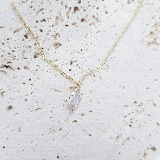 Bridal Necklace, Vintage Style Necklace, Crystal Necklace, Gold Minimalist Necklace, Wedding Necklace, Bridesmaid Gift, Bridal Jewellery - House of Hats