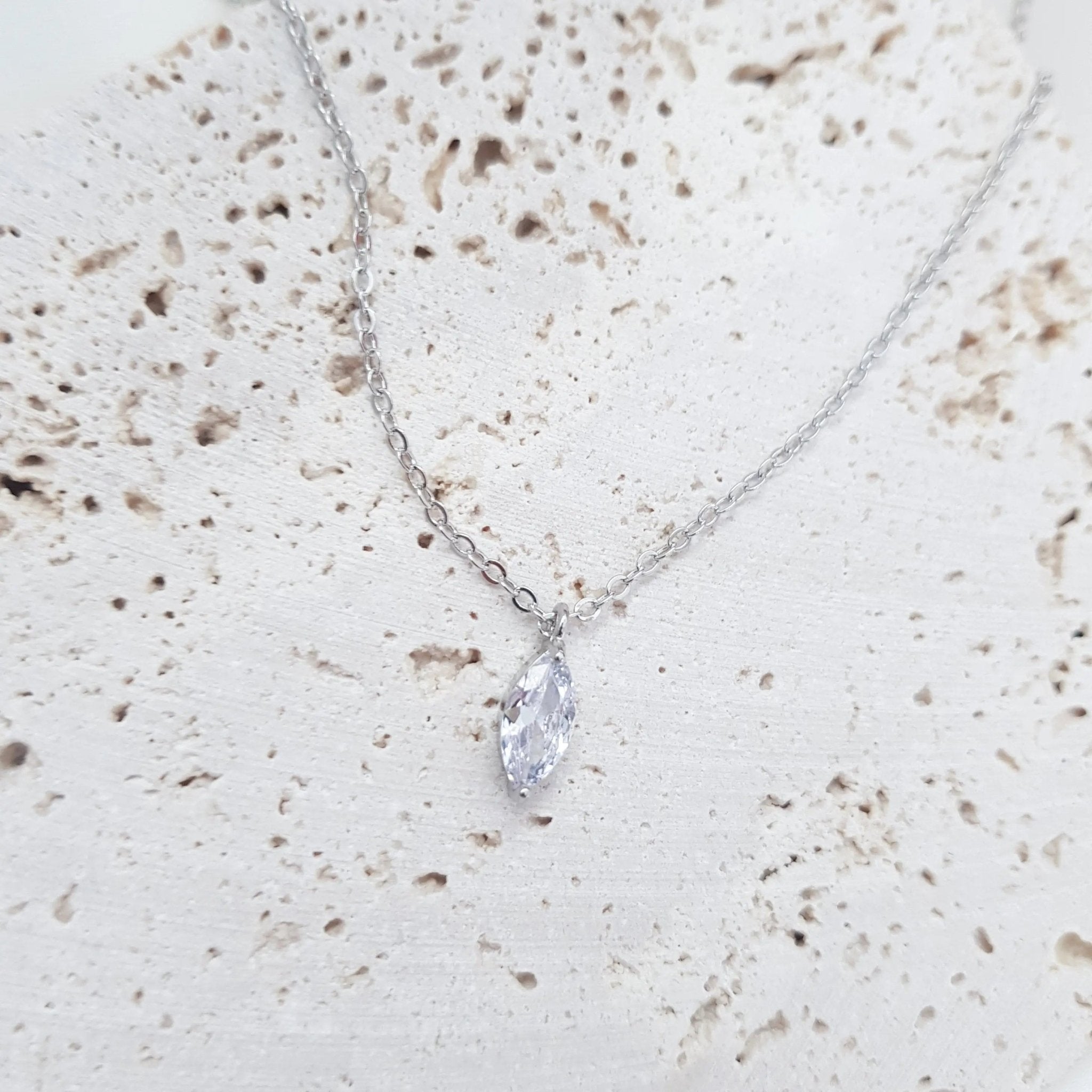 Bridal Necklace, Vintage Style Necklace, Crystal Necklace, Silver Minimalist Necklace, Wedding Necklace, Bridesmaid Gift, Bridal Jewellery - House of Hats