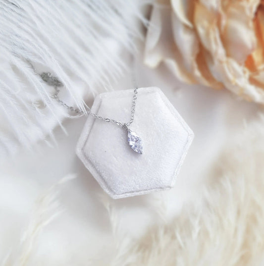 Bridal Necklace, Vintage Style Necklace, Crystal Necklace, Silver Minimalist Necklace, Wedding Necklace, Bridesmaid Gift, Bridal Jewellery - House of Hats