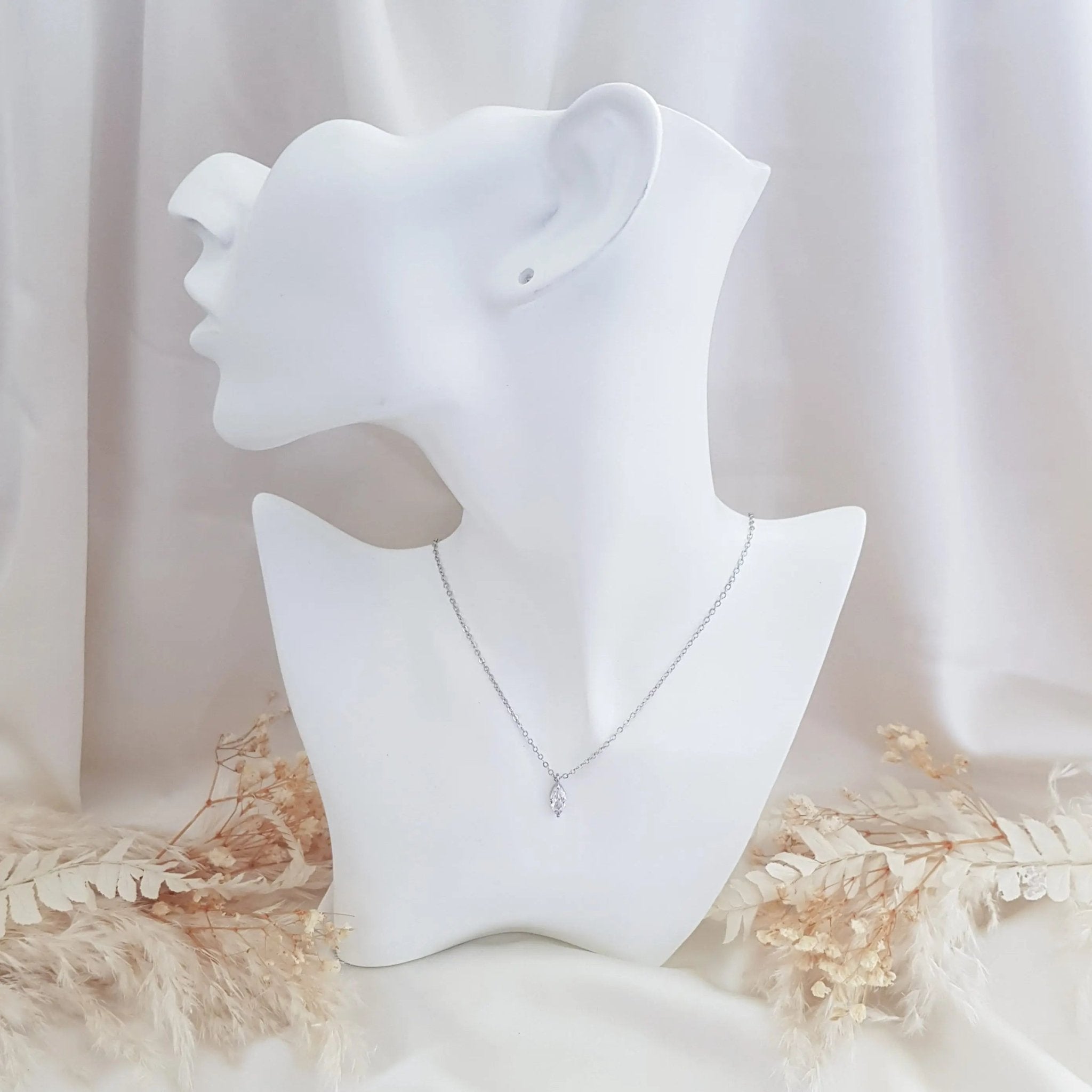 Bridal Necklace, Vintage Style Necklace, Crystal Necklace, Silver Minimalist Necklace, Wedding Necklace, Bridesmaid Gift, Bridal Jewellery - House of Hats