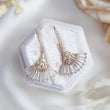 Crystal fan bridal earrings, Gold zirconia wedding earrings, Statement bridal earrings, Art deco wedding jewellery, Drop earrings - House of Hats