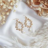 Gold pearl boho bridal earrings, Wedding earrings for brides, Statement wedding earrings, Freshwater pearl wedding jewellery, Drop earrings - House of Hats