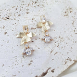 Gold zirconia crystal bridal earrings, Wedding earrings for brides, Statement wedding earrings, Crystal wedding jewellery, Drop earrings - House of Hats