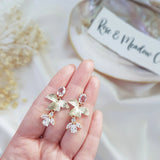 Gold zirconia crystal bridal earrings, Wedding earrings for brides, Statement wedding earrings, Crystal wedding jewellery, Drop earrings - House of Hats