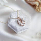 Gold zirconia crystal bridal necklace, Boho wedding necklace, Dainty minimalist necklace, Crystal wedding jewellery, Jewellery for brides - House of Hats