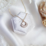 Gold zirconia crystal bridal necklace, Boho wedding necklace, Dainty minimalist necklace, Crystal wedding jewellery, Jewellery for brides - House of Hats