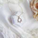 Gold zirconia crystal bridal necklace, Boho wedding necklace, Dainty minimalist necklace, Crystal wedding jewellery, Jewellery for brides - House of Hats