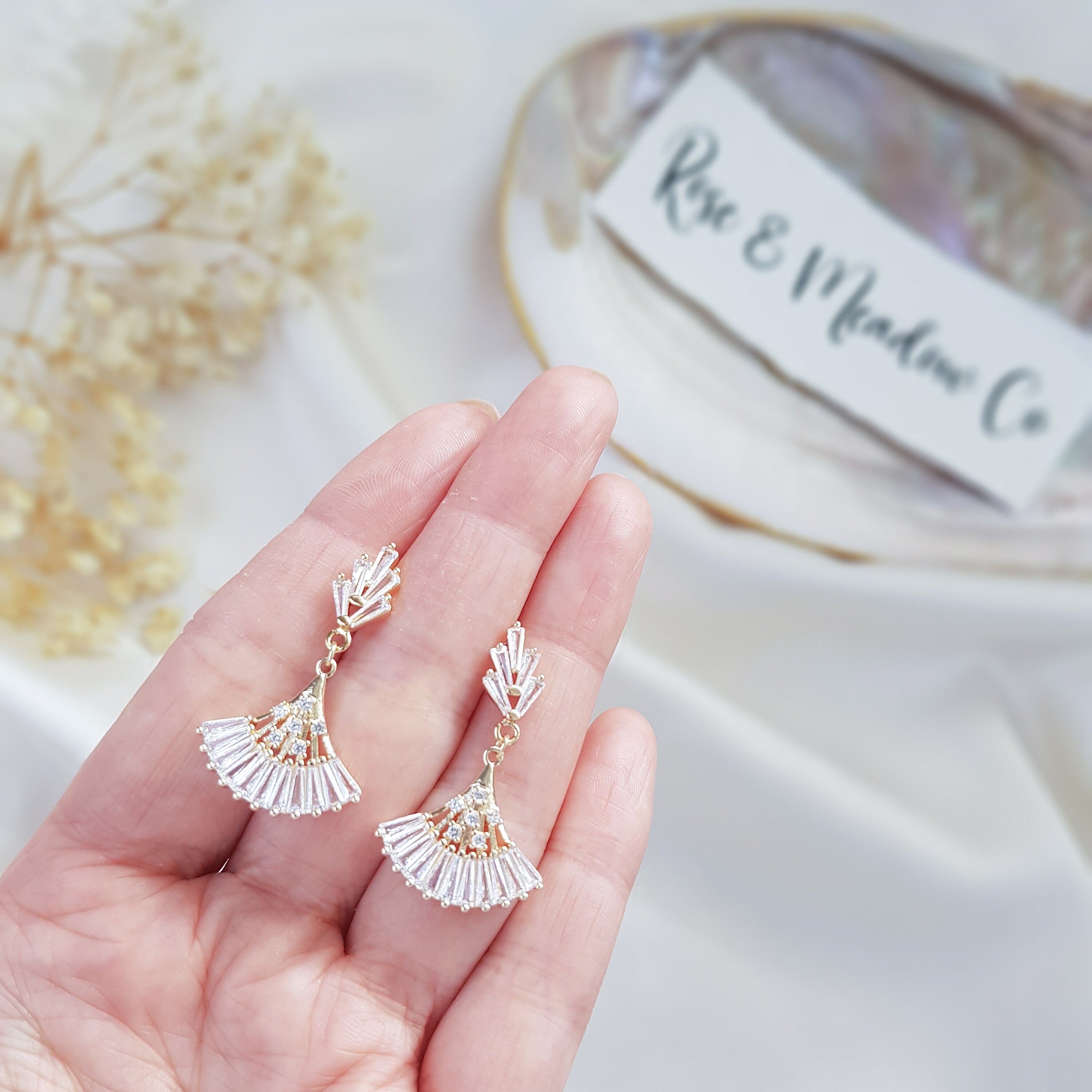 Fan Earrings Art Deco Earrings Bridal Art Deco Earrings, Bridal