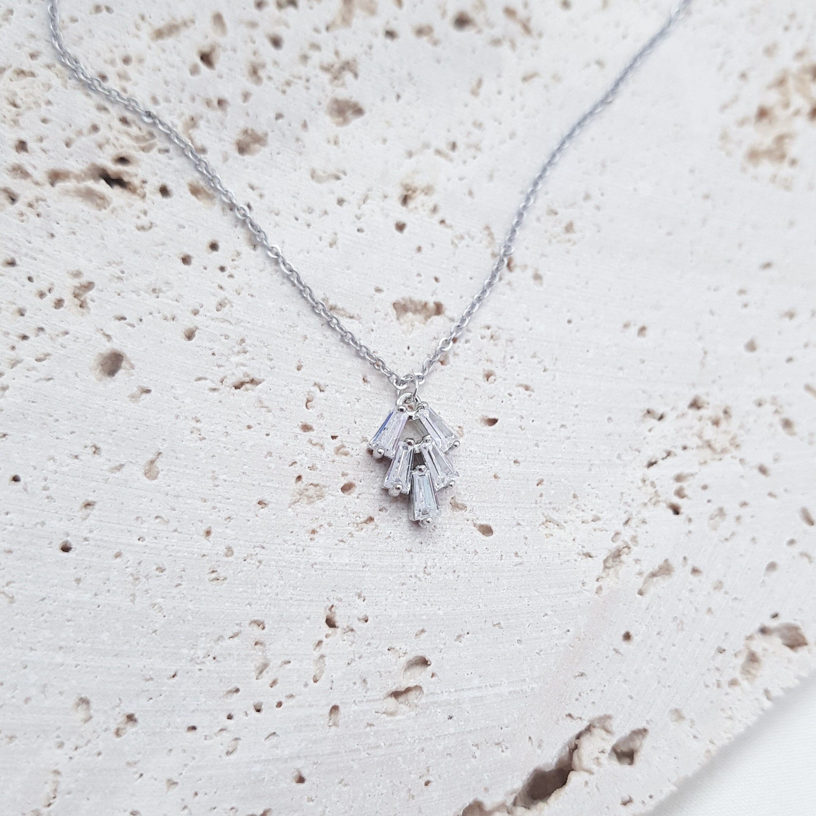 Bridal Necklace, Art Deco Necklace, Crystal Necklace, Silver Necklace, Wedding Necklace, Bridesmaid Gift, Bridal Jewellery, Dainty Necklace