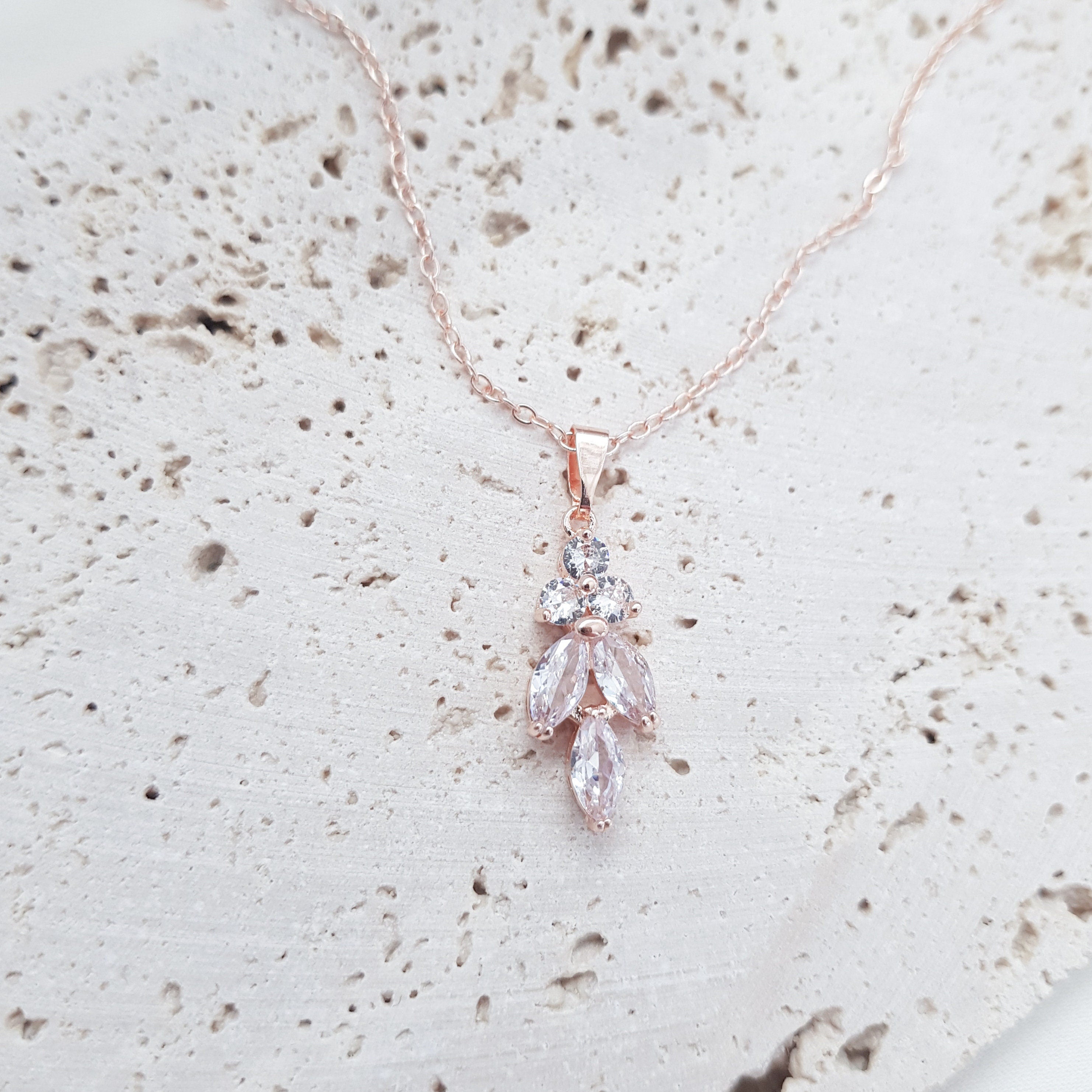 Bridal Necklace, Vintage Style Necklace, Crystal Bridal Necklace, Rose gold Necklace, Wedding Necklace, Bridesmaid Gift, Bridal Jewellery