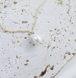 Pearl bridal necklace, Dainty wedding necklace, Gold minimalist elegant necklace, Pearl wedding jewellery, Jewellery for brides - House of Hats
