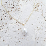Pearl drop bridal necklace, Dainty wedding necklace, Gold elegant necklace, Pearl wedding jewellery, Jewellery for brides - House of Hats
