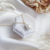 Pearl drop bridal necklace, Dainty wedding necklace, Gold elegant necklace, Pearl wedding jewellery, Jewellery for brides - House of Hats